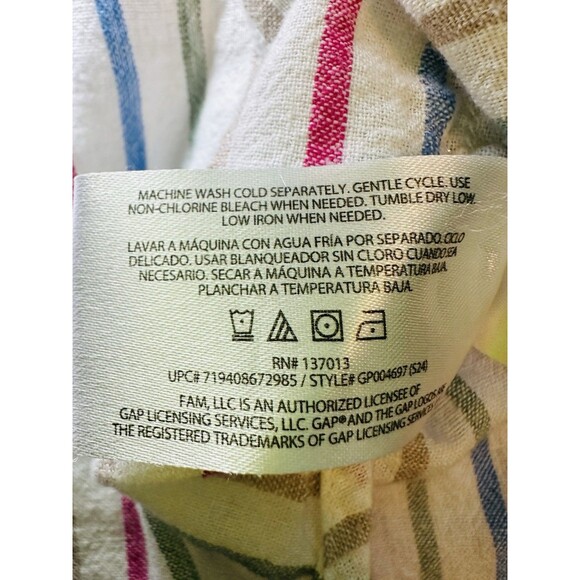 GAP Multi-Color Stripe Linen Blend Long Sleeve Button Up Shirt Top Women's LARGE - Picture 8 of 11